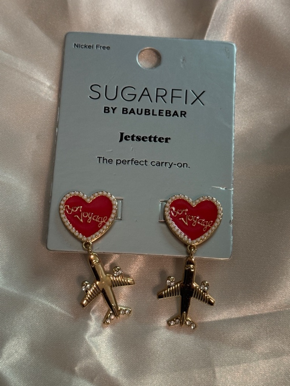 Sugarfix by BaubleBar Red 'Bon Voyage' Heart & Airplane Drop Earrings